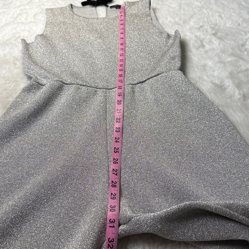 J Crew Wide Leg Jumpsuit Lurex Sm Metallic Silver Lined Stretch NYE Party Dressy - Picture 7 of 17